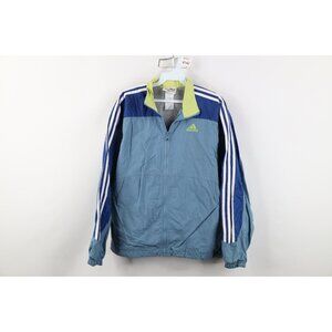 Vintage 90s Adidas Womens Medium Spell Out Striped Lined Windbreaker Jacket